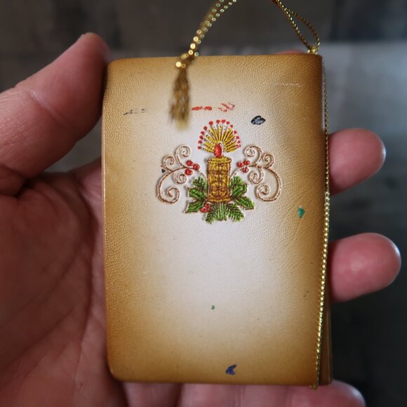 Silent Night Song Book Leather Christmas Ornament Music Notes Stamped - Picture 3 of 4